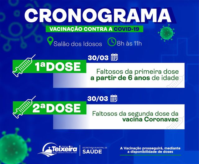 COVID-19: NOVO CRONOGRAMA DE VACINAÇÃO
